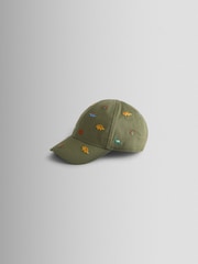 JoJo Maman Bébé Khaki Green Dinosaur Embroidered Cap - Image 2 of 4