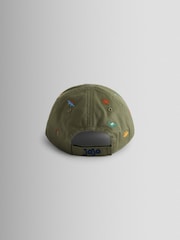 JoJo Maman Bébé Khaki Green Dinosaur Embroidered Cap - Image 3 of 4