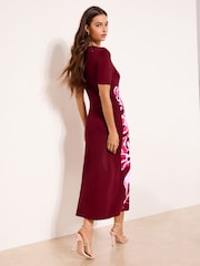 Lipsy Floral Print Short Sleeve Midi Knit Dress - תמונה 4 מתוך 4