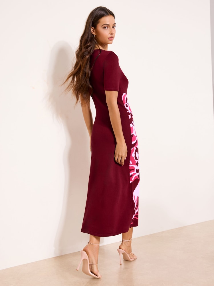 Lipsy Floral Print Short Sleeve Midi Knit Dress - תמונה 4 מתוך 4 Lipsy Floral Print Short Sleeve Midi Knit Dress - תמונה 4 מתוך 4