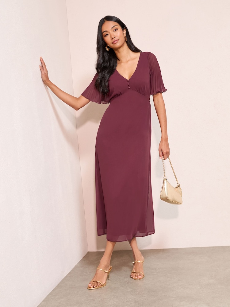 open lace back dress Patchwork Chiffon Sleeve Fit & Flare Red Dress