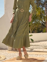 Love & Roses Navy Stripe Raffia Closed Toe Mid Heel Summer Wedges - Image 3 of 4