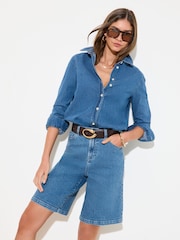 Friends Like These Mid Wash Petite Denim Bermuda Shorts - Image 1 of 5