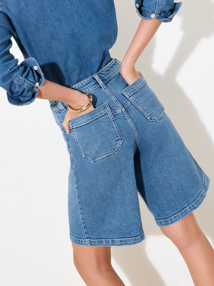 Friends Like These Mid Wash Petite Denim Bermuda Shorts - Image 5 of 5
