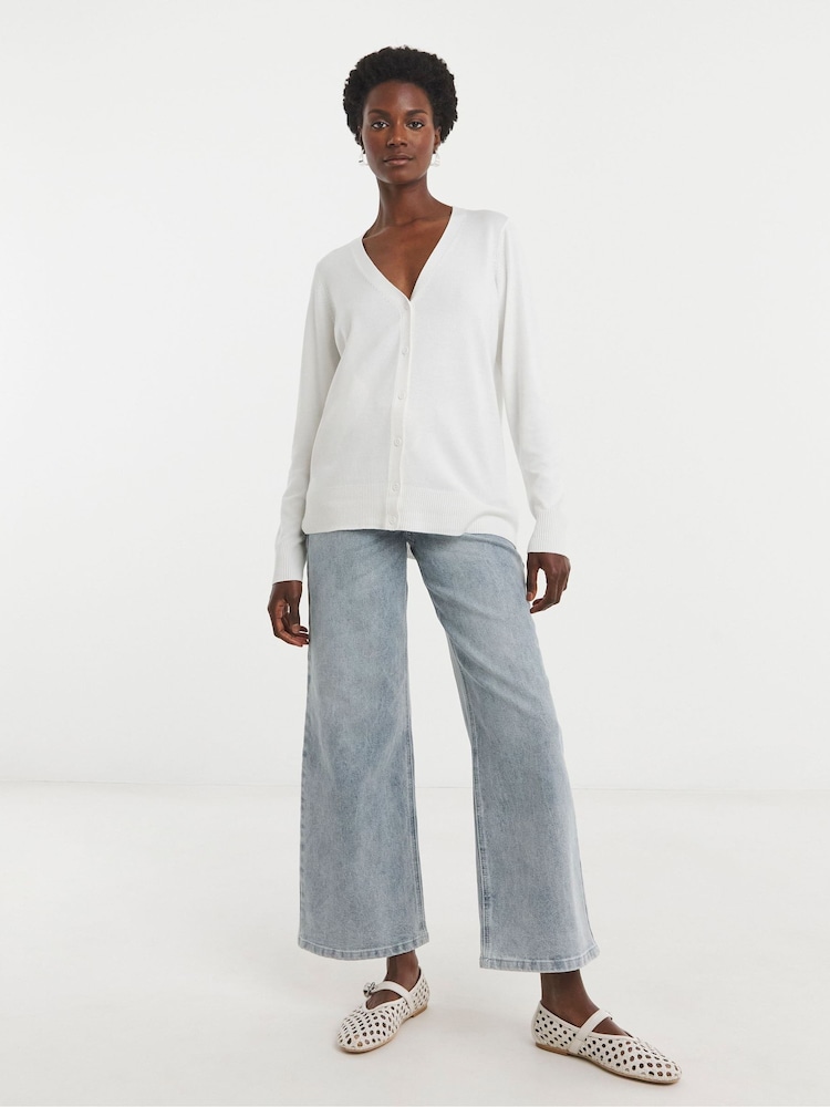 JD Williams White V-Neck Cardigan - Image 2 of 4