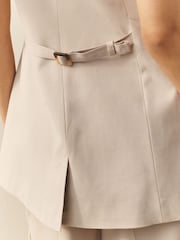 Nothing Ordinary Neutral Viscose Blend Longline Button Through Tailored Waistcoat - Image 5 of 5