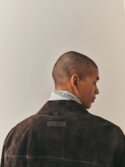 Nothing Ordinary Chocolate Brown Real Suede And Double Zip Jacket - Image 4 of 7