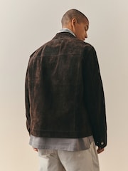 Nothing Ordinary Chocolate Brown Real Suede And Double Zip Jacket - Image 5 of 7