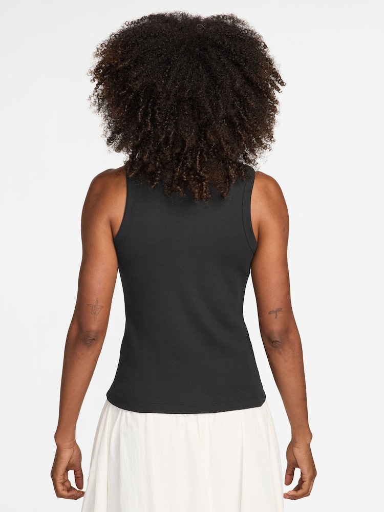 Nike Black Ribbed Racerback Vest Top - Image 2 of 3 Nike Black Ribbed Racerback Vest Top - Image 2 of 3