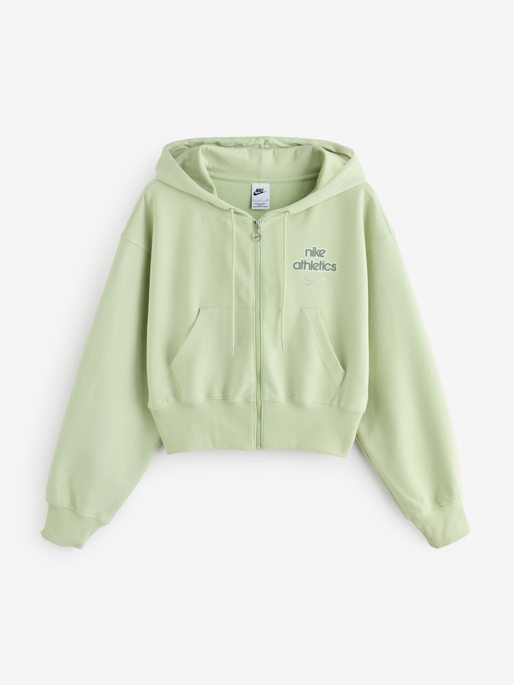 Nike Green Bubble Hem Logo Graphic Full Zip Hoodie - Image 1 of 1 Nike Green Bubble Hem Logo Graphic Full Zip Hoodie - Image 1 of 1