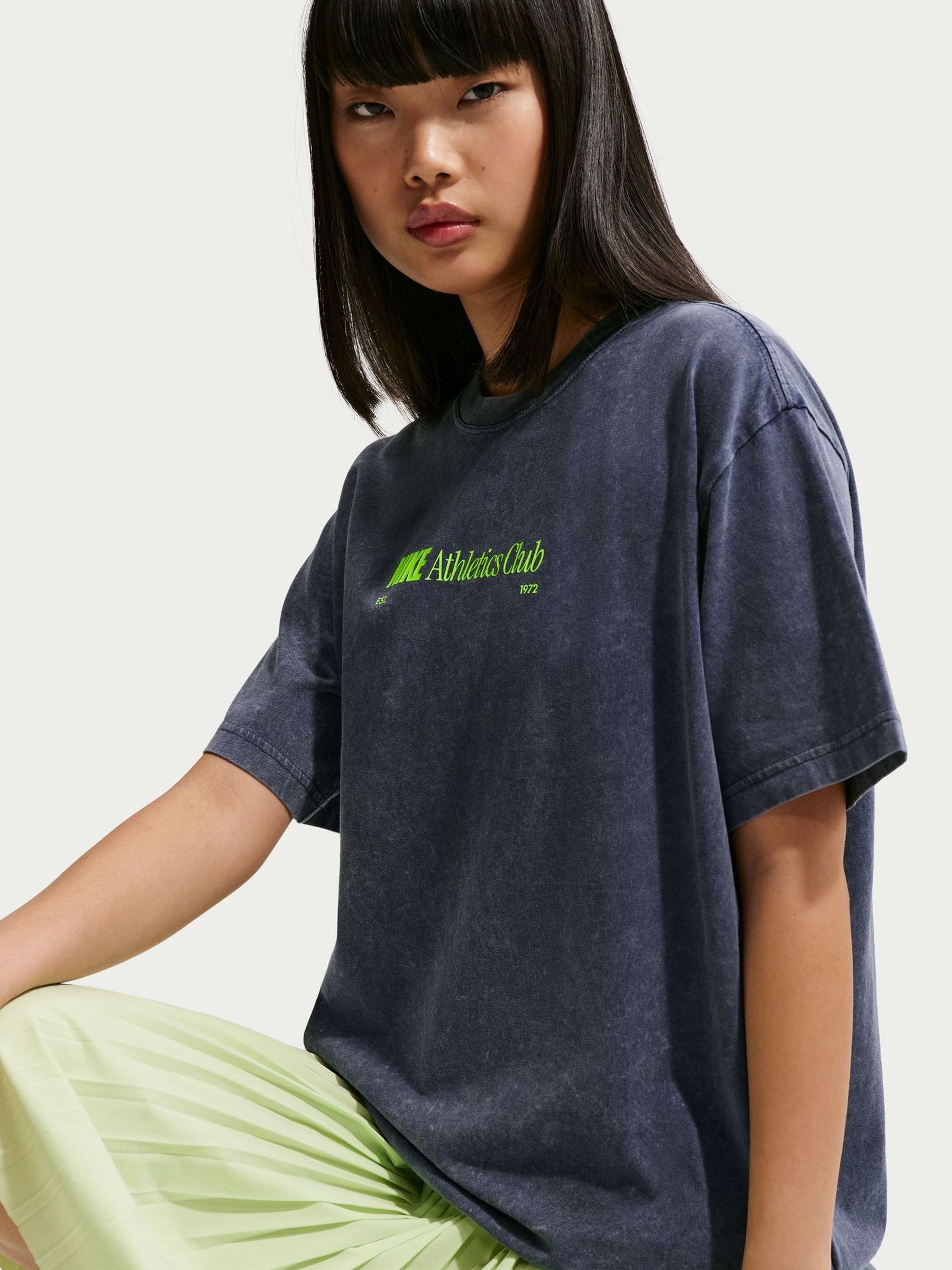 Buy Nike Midnight Navy Acid Wash Graphic Oversized T-Shirt from