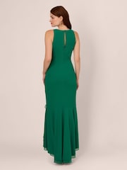 Adrianna Papell Green Ruffle Crepe Halter Gown - Image 2 of 7