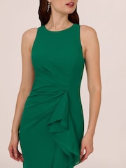 Adrianna Papell Green Ruffle Crepe Halter Gown - Image 4 of 7