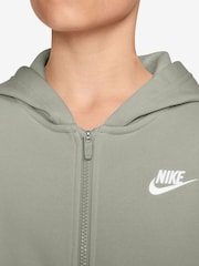 Nike Spruce Fog Grey Club Fleece Zip Through Hoodie - Image 3 of 3