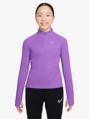 Nike Purple Dri-FIT Long Sleeve Half Zip Top - Image 1 of 3