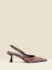 Sosandar Brown Leopard Print Kitten Heel Slingback Court Shoes - Image 2 of 5