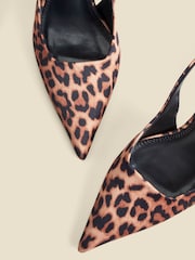 Sosandar Brown Leopard Print Kitten Heel Slingback Court Shoes - Image 3 of 5