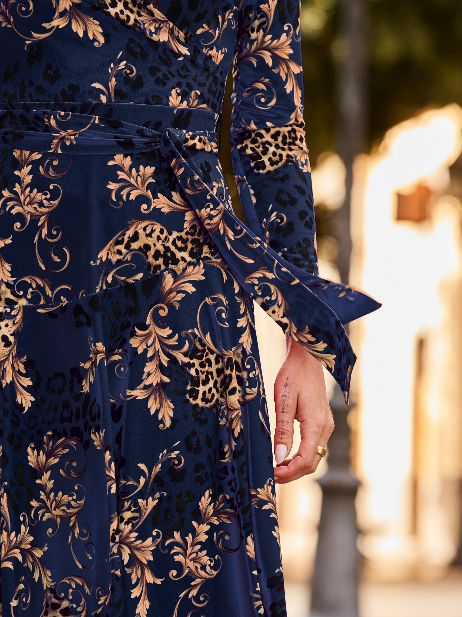 Buy Sosandar Blue Baroque Print Faux Wrap Dress from Next USA