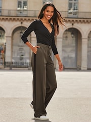 Sosandar Green Side Stripe Wide Leg Trousers - Image 3 of 5