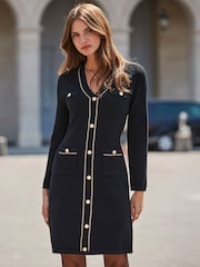 Vestido de malha com acabamento em corrente Sosandar - Imagem 3 de 5