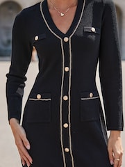 Vestido de malha com acabamento em corrente Sosandar - Imagem 4 de 5