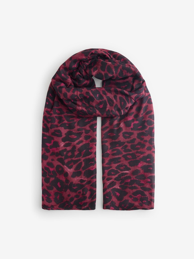 Sosandar Red Leopard Print Scarf - Image 1 of 1 Sosandar Red Leopard Print Scarf - Image 1 of 1