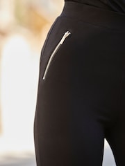 Sosandar Black Zip Detail Ponte Leggings - Image 4 of 5