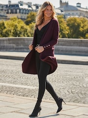 Sosandar Red Longline Belted Cardigan - Image 1 of 5