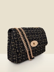 Sosandar Black Metallic Quilted Clasp Detail Cross-Body Bag - Image 2 of 4