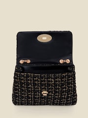 Sosandar Black Metallic Quilted Clasp Detail Cross-Body Bag - Image 4 of 4