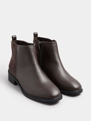 Yours Curve Brown Extra Wide Fit Extra-Wide Fit Metal Trim Ankle Boots - Image 3 of 5