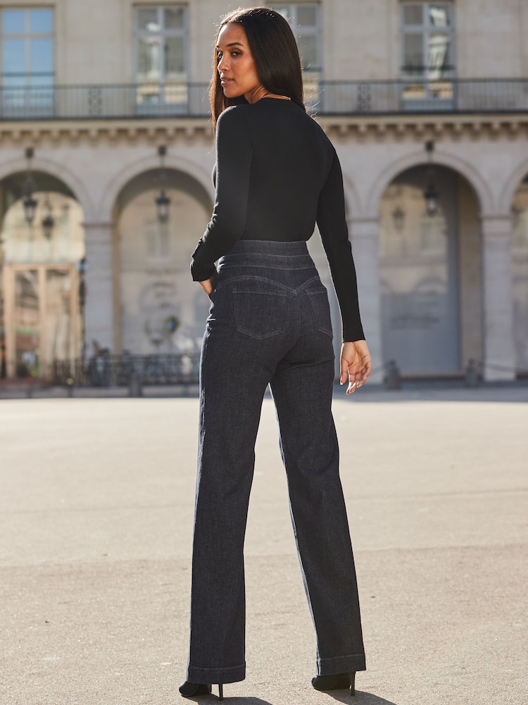 Sosandar Blue Contour Waist Wide Leg Jeans - Image 2 of 4 Sosandar Blue Contour Waist Wide Leg Jeans - Image 2 of 4