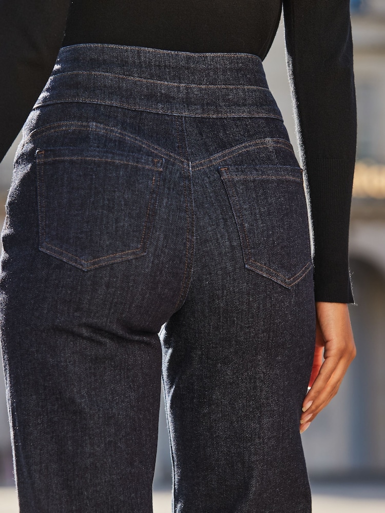 Sosandar Blue Contour Waist Wide Leg Jeans - Image 4 of 4 Sosandar Blue Contour Waist Wide Leg Jeans - Image 4 of 4