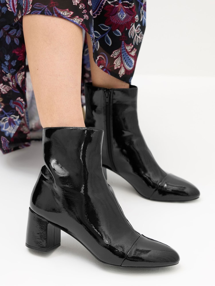 Long Tall Sally Black Block Boots Patent - Image 1 of 5