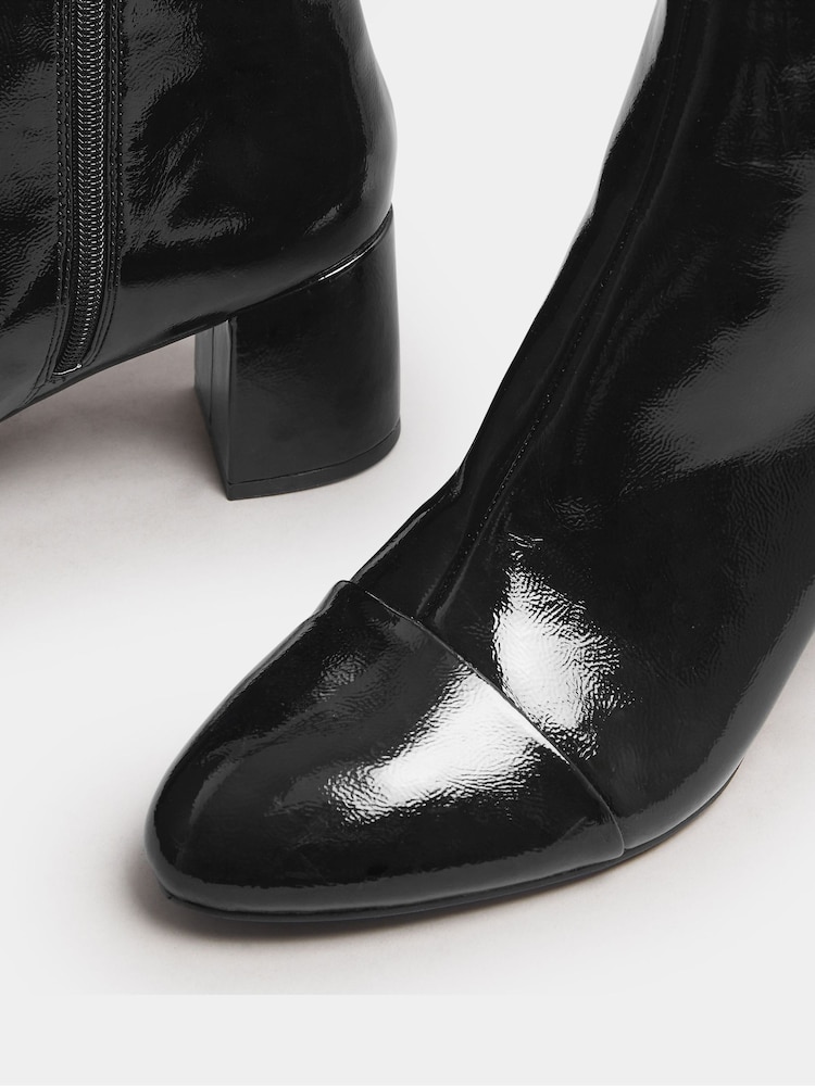 Long Tall Sally Black Block Boots Patent - Image 5 of 5