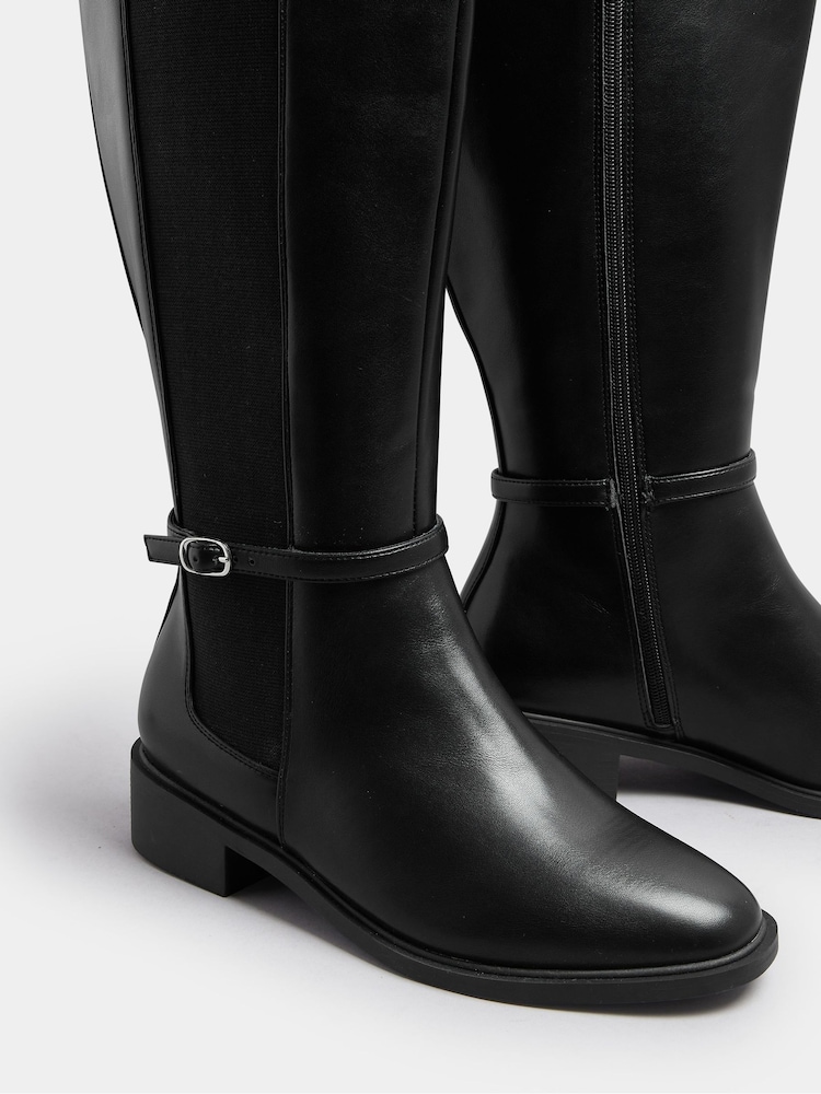 Yours Curve Black Extra-Wide Fit Elastic Riding Boots - Image 5 of 5
