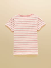 Joules Official Badminton Pink & Cream Stripe Horse Applique T-shirt - Image 2 of 6