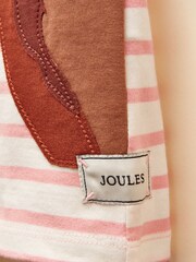 Joules Official Badminton Pink & Cream Stripe Horse Applique T-shirt - Image 5 of 6