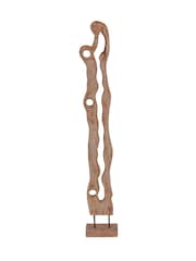 Libra Interiors Natural Large Carved Wood Textured Sculpture - Image 4 of 5