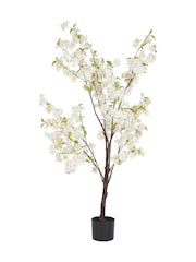 Libra Interiors White Faux Cherry Blossom Plant 4.6ft - Image 2 of 4