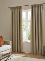 Furn Mocha The Ultimate Velvet 100% Blackout Pencil Pleat Curtains - Image 1 of 6