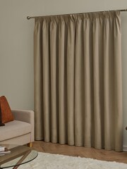 Furn Mocha The Ultimate Velvet 100% Blackout Pencil Pleat Curtains - Image 2 of 6
