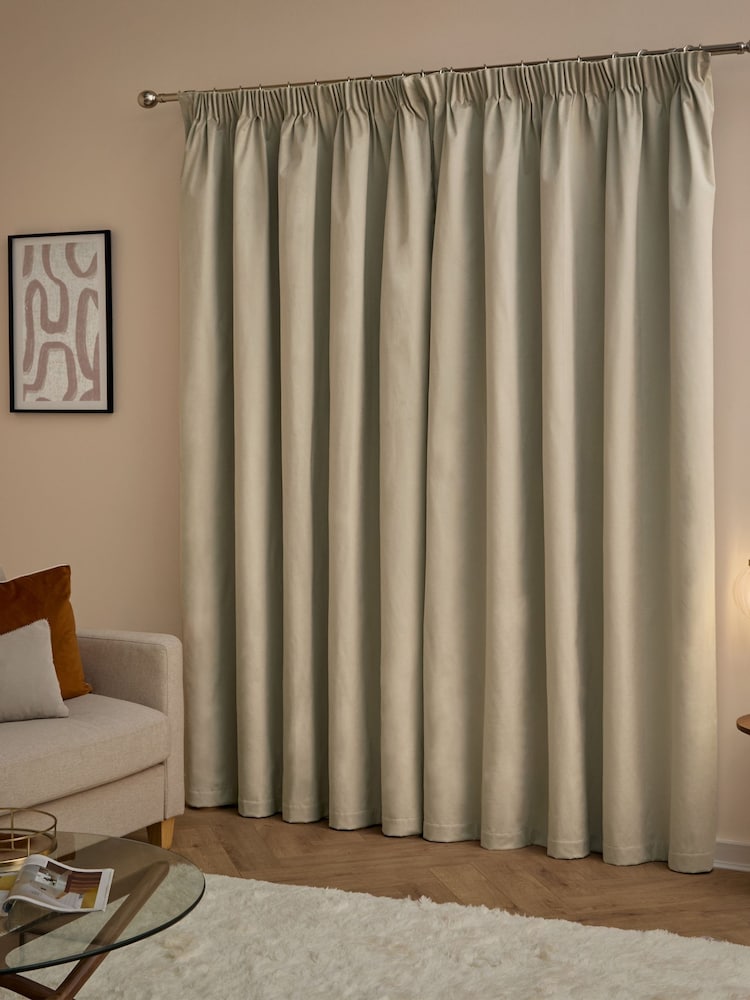 Furn Natural The Ultimate Velvet 100% Blackout Pencil Pleat Curtains - Image 2 of 6 Furn Natural The Ultimate Velvet 100% Blackout Pencil Pleat Curtains - Image 2 of 6