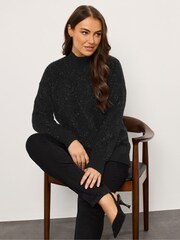 Evans Diamond Tinsel Black Jumper - Image 1 of 6