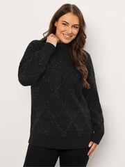 Evans Diamond Tinsel Black Jumper - Image 2 of 6