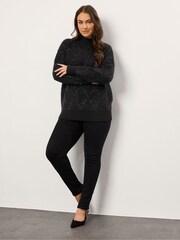 Evans Diamond Tinsel Black Jumper - Image 3 of 6