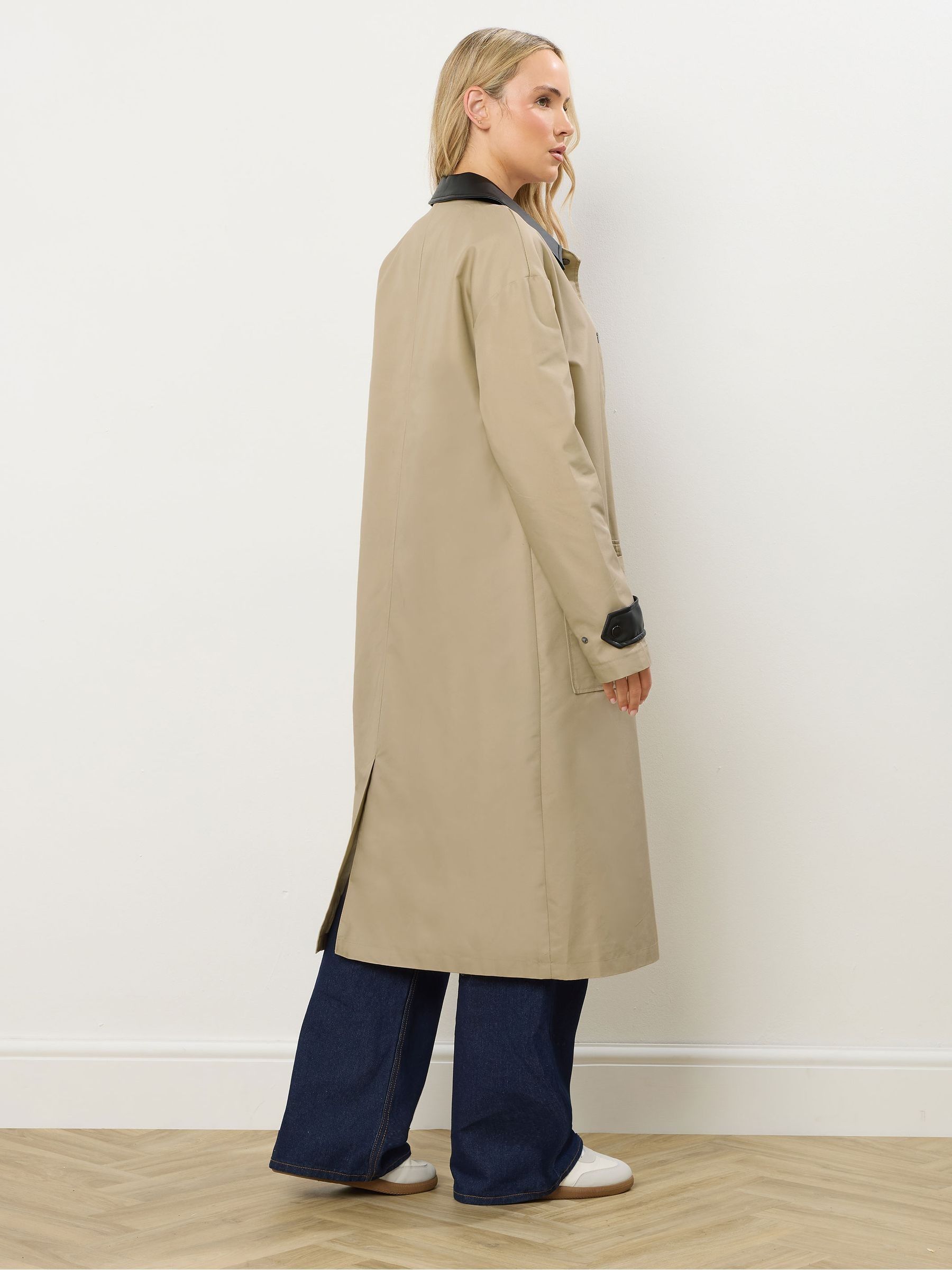 Next：日本 Long Tall Sally ロングライン フェイクレザー 襟 コート