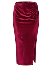 Yours Curve Red Limited Velvet Skirt - Image 5 of 5