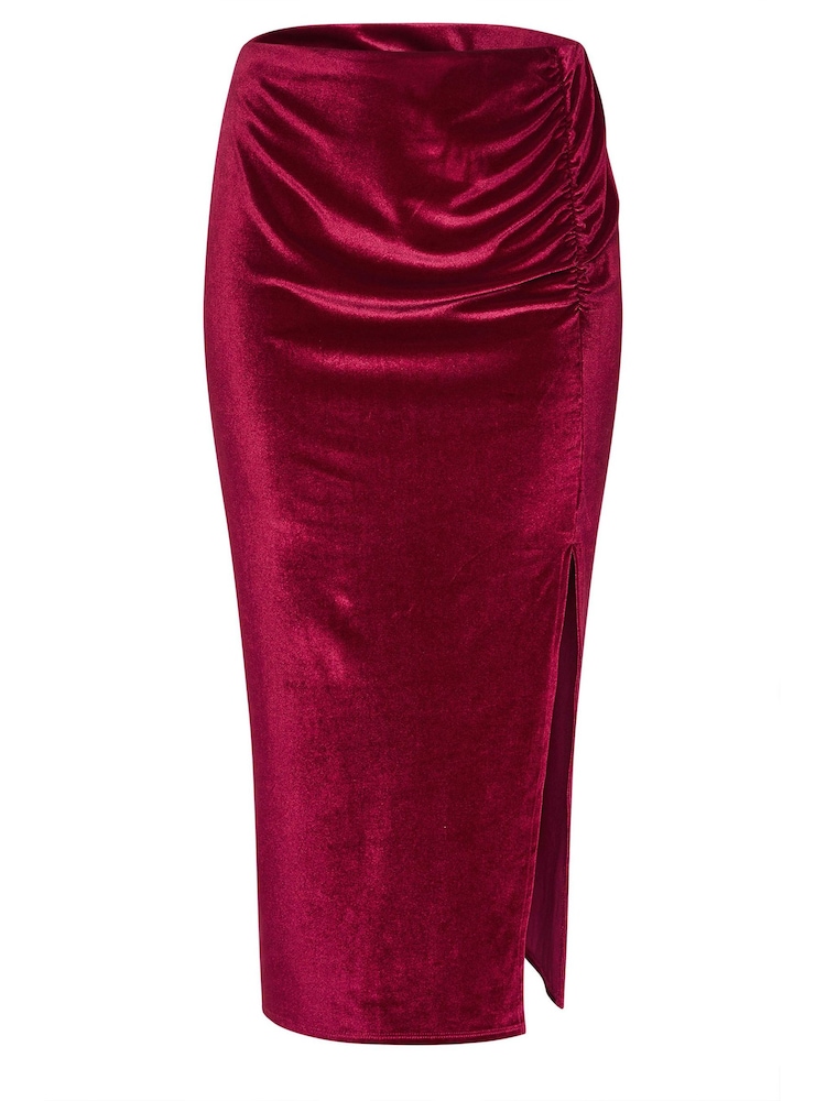 Yours Curve Red Limited Velvet Skirt - Image 5 of 5 Yours Curve Red Limited Velvet Skirt - Image 5 of 5
