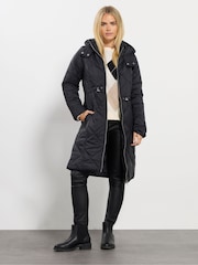 M&Co Black Petite Quilted Mid Length Coat - Image 1 of 5